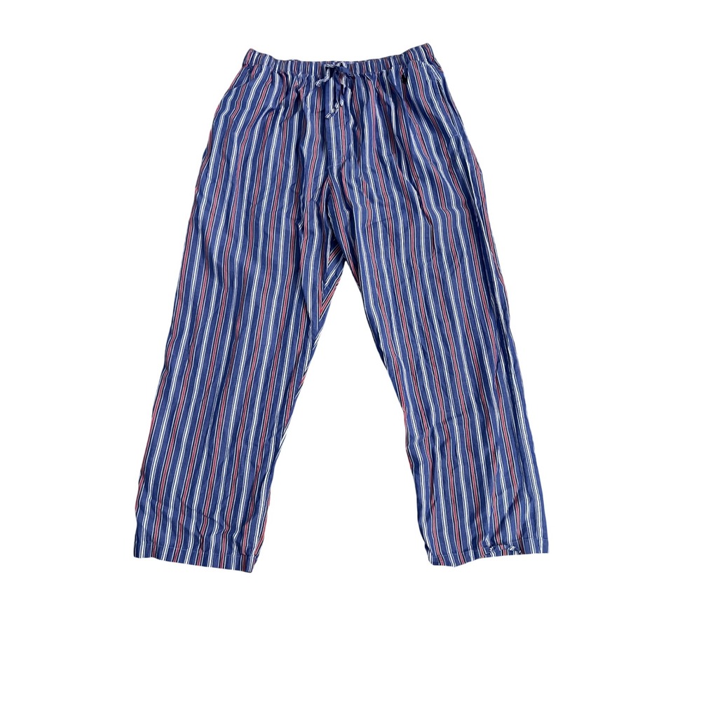 Polo Ralph Lauren Mens Blue Red Striped Cotton Pajama Sleep Pants Large 36-38